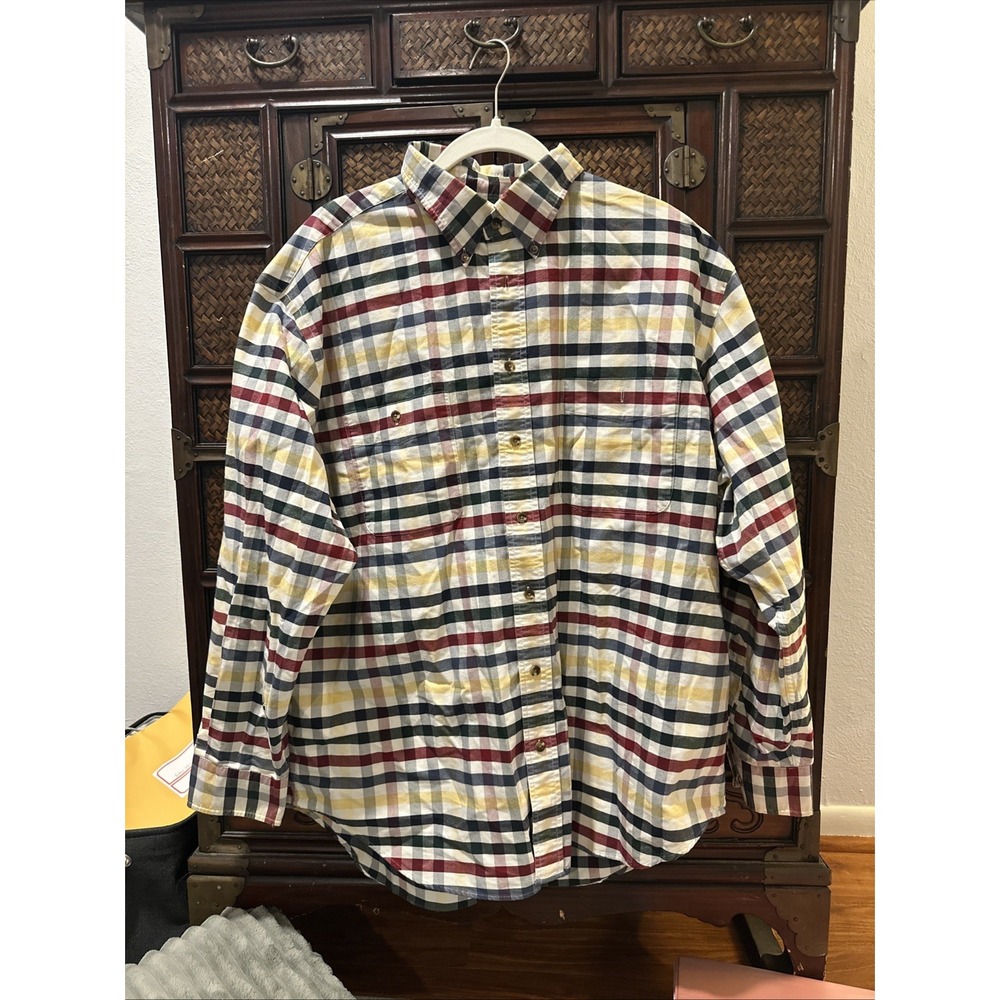 Roundtree Yorke Mens Long Sleeve Button Shirt Multicolor‎ Plaid 100% Cotton XL